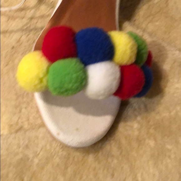 NWOT pom pom white high heel sandals - Picture 5 of 7